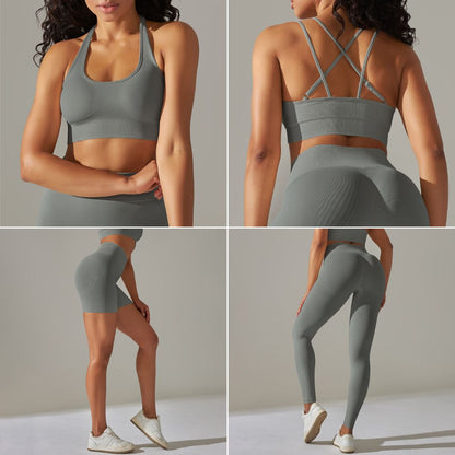 Happy Price Series Vertical Line Stretchy 4 Piece Sports Set