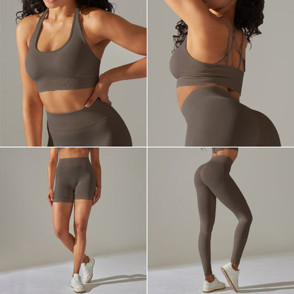 Happy Price Series Vertical Line Stretchy 4 Piece Sports Set