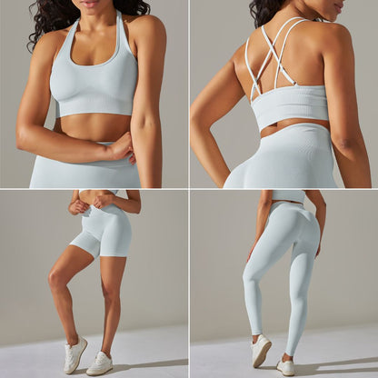 Happy Price Series Vertical Line Stretchy 4 Piece Sports Set