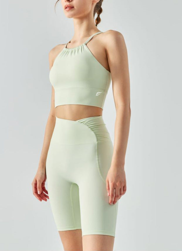 Halter Top Wrinkles Neck Sports Bra