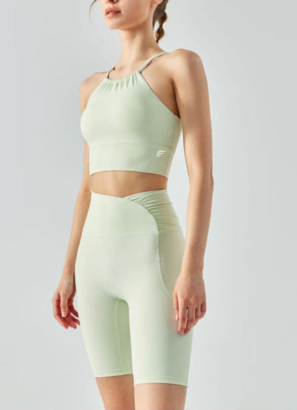 Halter Top Wrinkles Neck Sports Bra