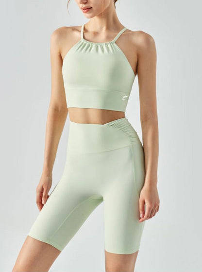 Halter Top Wrinkles Neck Sports Bra