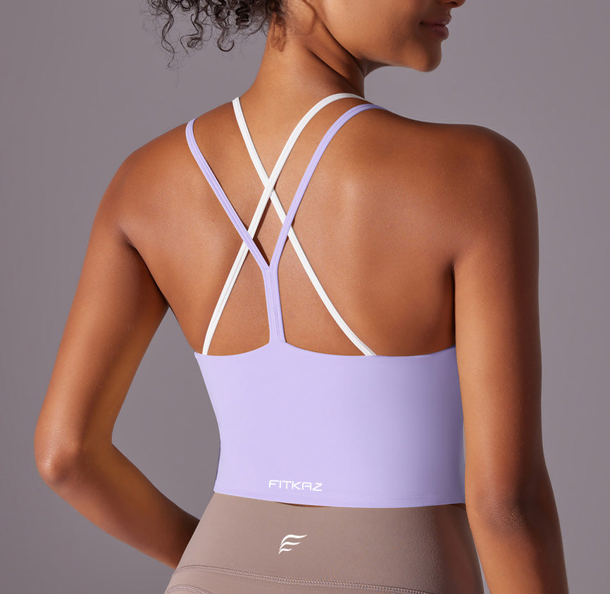 Crossed Line Strap Fake Two-Piece Sports Tank Top