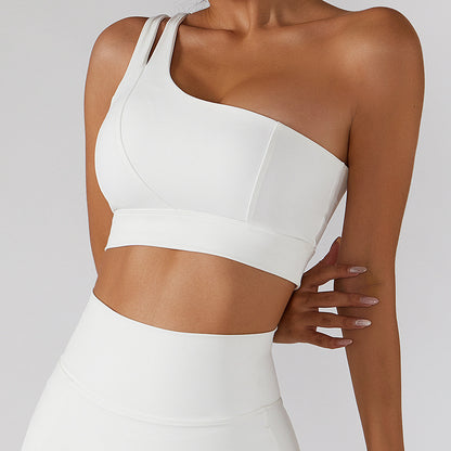 Irregular One Shoulder Thick Straps High Intensity Sports Bra