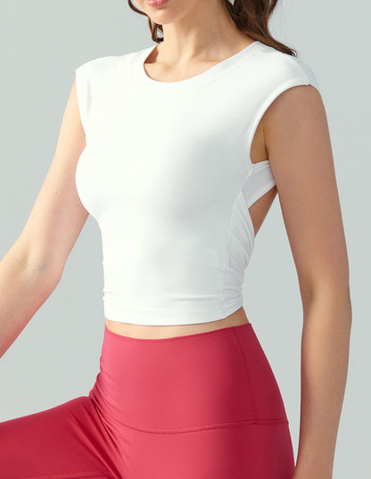 Round Neck Total Backless Casual Sports Bra Top