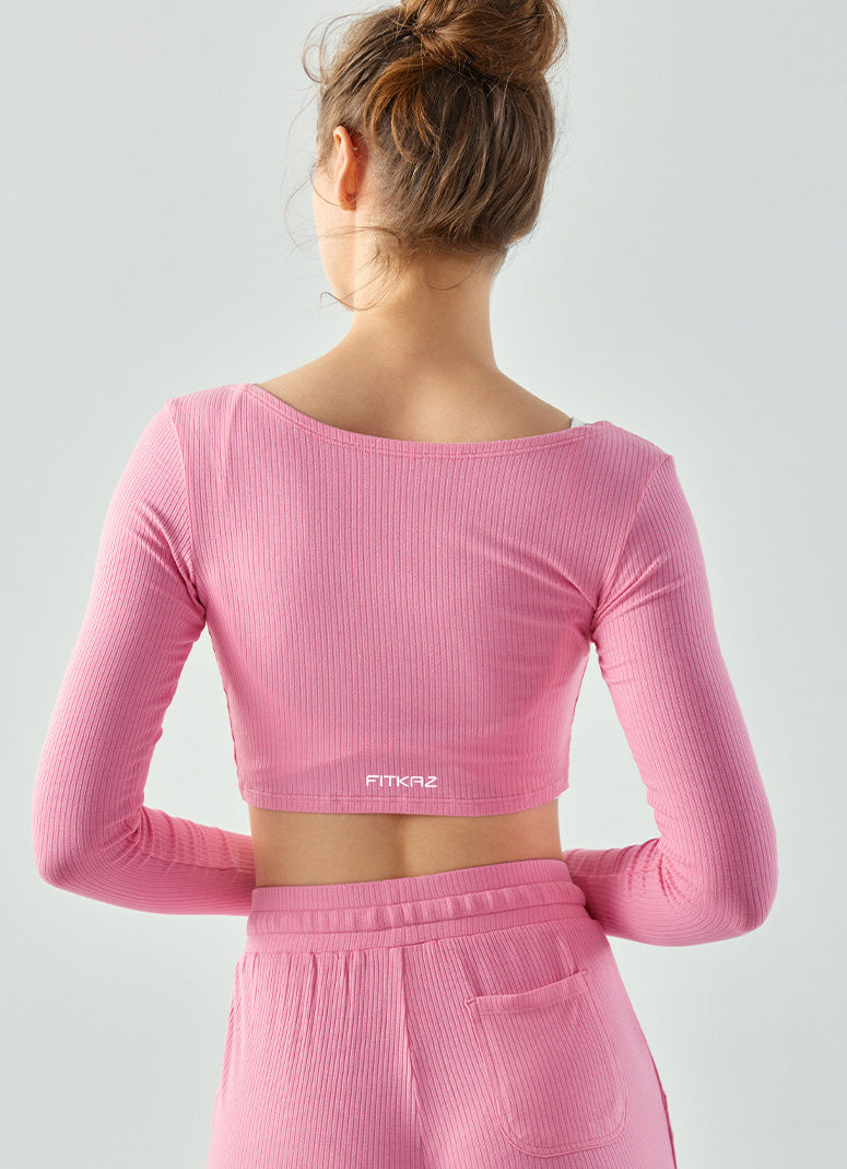 Flash Sale - Kink Pleated Front Breathable Slim Fit Yoga Sweater