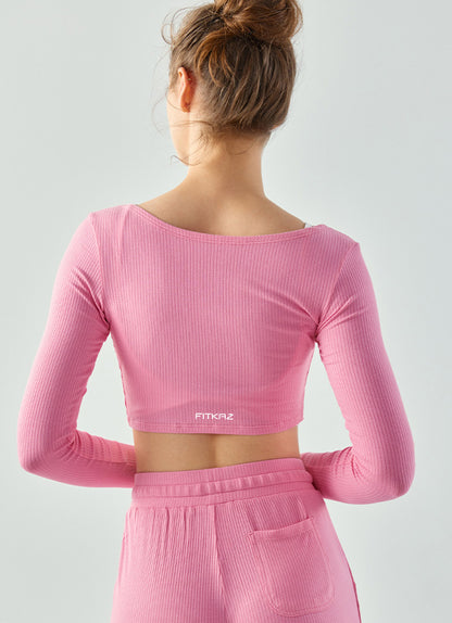 Flash Sale - Kink Pleated Front Breathable Slim Fit Yoga Sweater