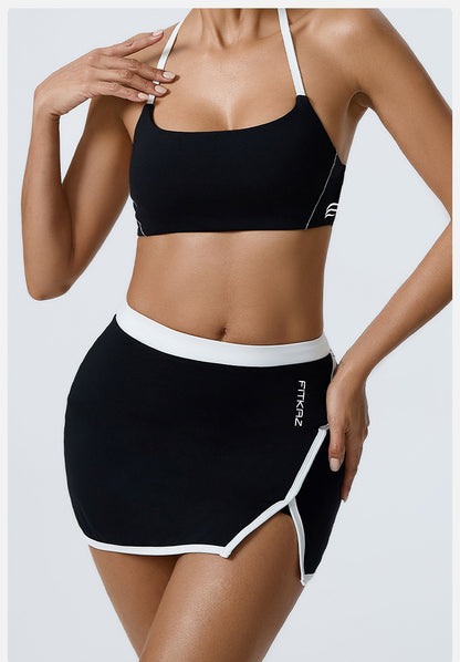 White Line Build-in Shorts Slim Fit Mini Sports Skirts
