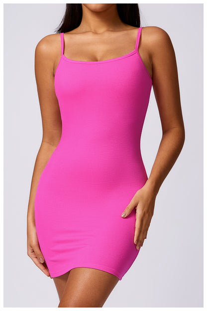 Basic Beauty Slim Fit Thin Straps Back Beauty Slip Dress