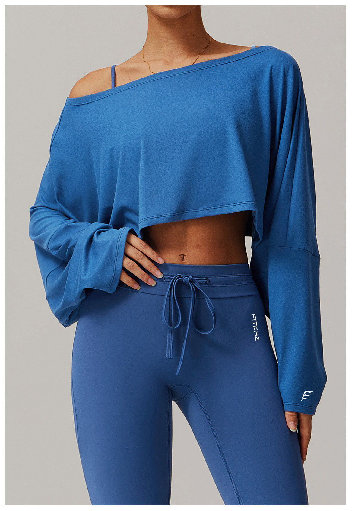 Ultra Soft High Elasticity Wild Neck Long Sleeve Sports Crop Tops