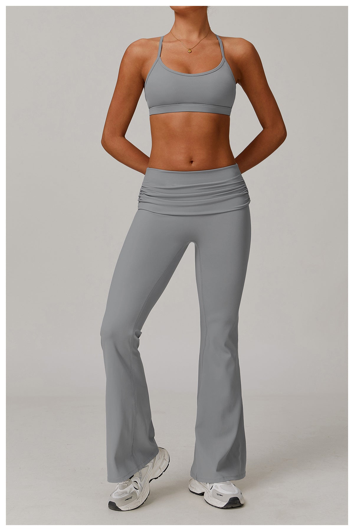 Wrinkles High Waist Casual Boot Cut Sports Pants