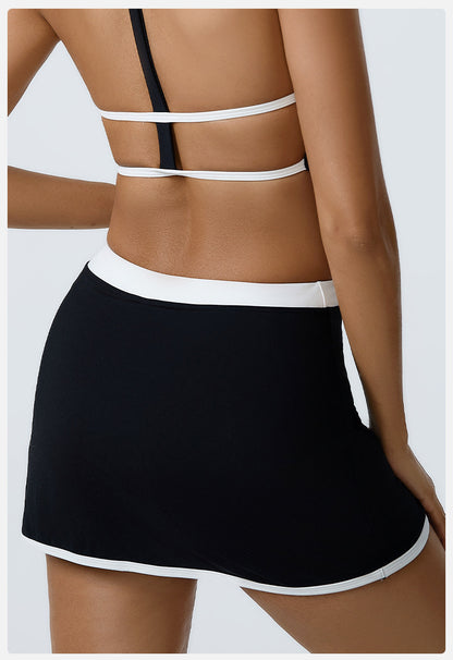 White Line Build-in Shorts Slim Fit Mini Sports Skirts