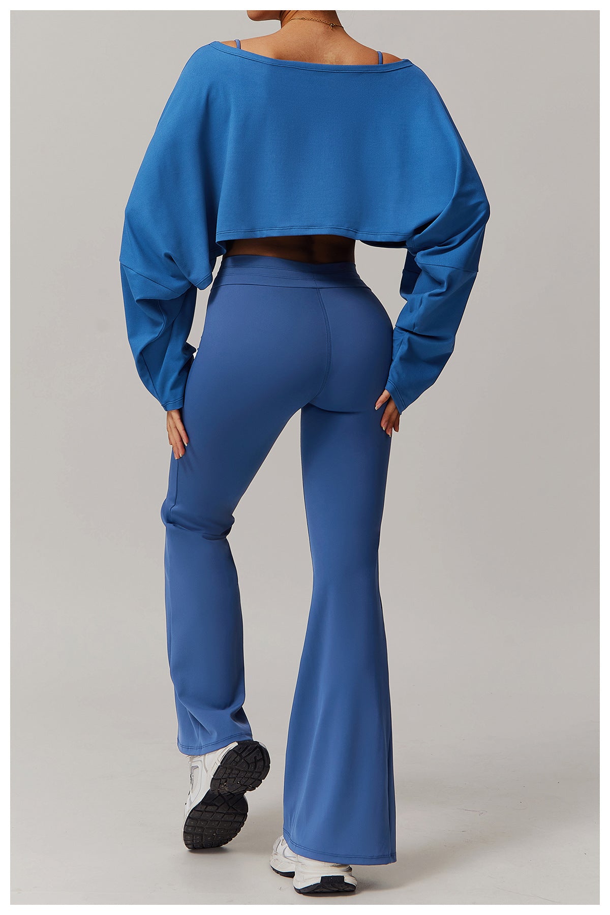 Ultra Soft High Elasticity Wild Neck Long Sleeve Sports Crop Tops