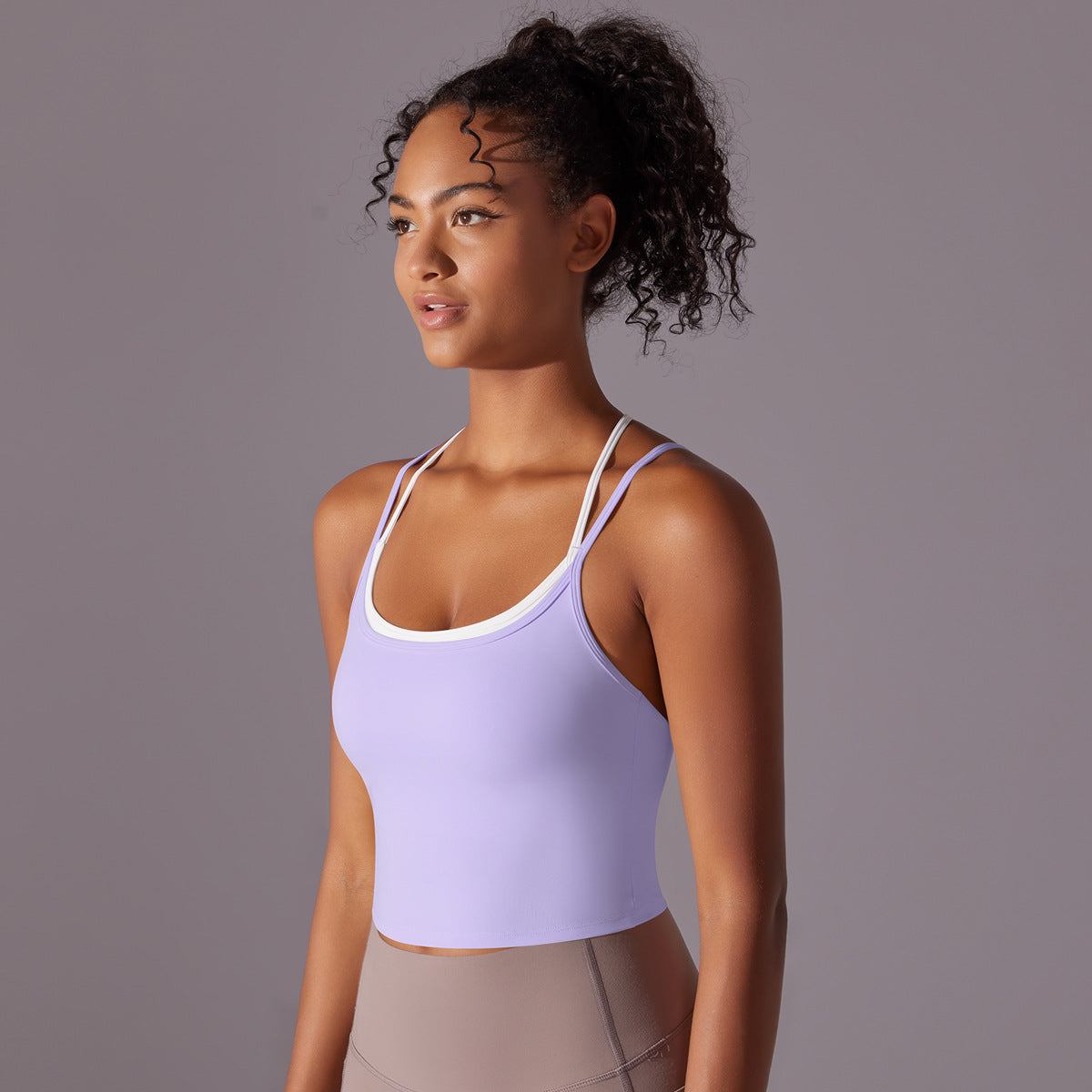 Crossed Line Strap Fake Two-Piece Sports Tank Top