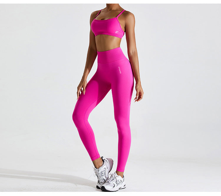 Seamless Knitted Adjustable Cross Back Beauty Sports Bra