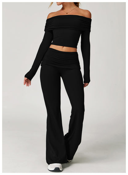 Off Shoulder Built-in Pads Casual Sports Top