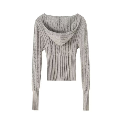 Thick Knitted Hoodies and Comfy Shorts Pajama Set