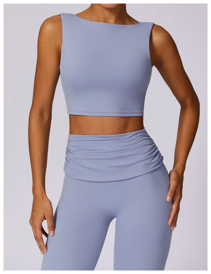 Total Backless Flat Neck Casual Sports Top