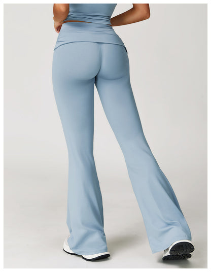 Wrinkles Waist Casual Boot Cut Sports Pants