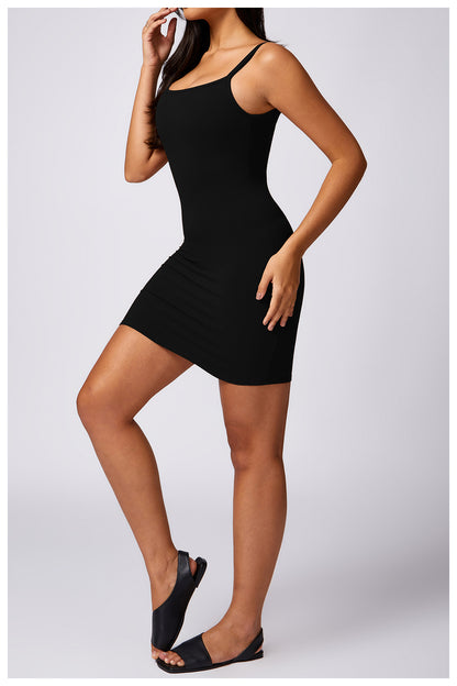 Basic Beauty Slim Fit Thin Straps Back Beauty Slip Dress