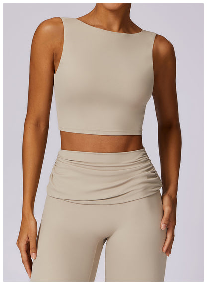 Total Backless Flat Neck Casual Sports Top