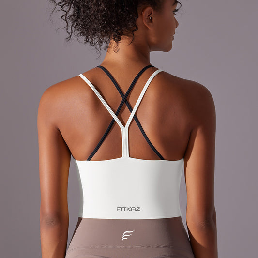 Crossed Line Strap Fake Two-Piece Sports Tank Top