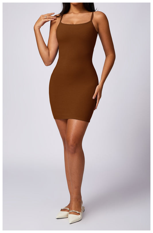 Basic Beauty Slim Fit Thin Straps Back Beauty Slip Dress