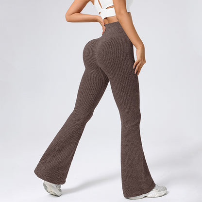 Rib Knit High Waist High Elasticity Sports Pants