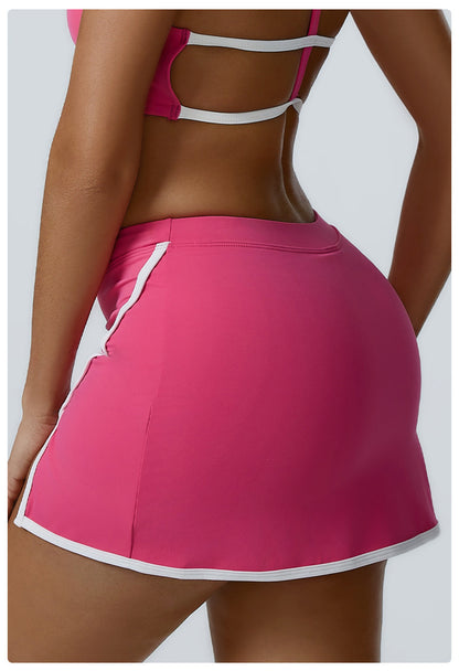 White Line Build-in Shorts Slim Fit Mini Sports Skirts