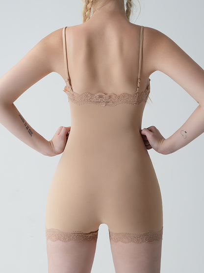 Feather Skin Touch Lace Camisole Boyshort Bodysuit (No Pads)
