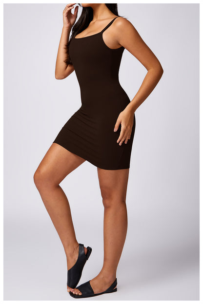Basic Beauty Slim Fit Thin Straps Back Beauty Slip Dress