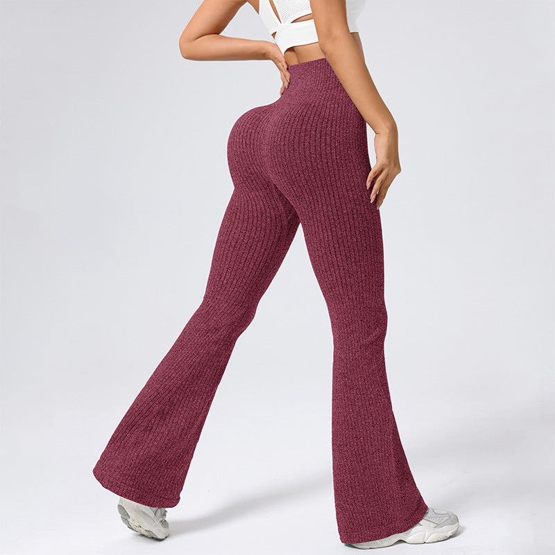 Rib Knit High Waist High Elasticity Sports Pants