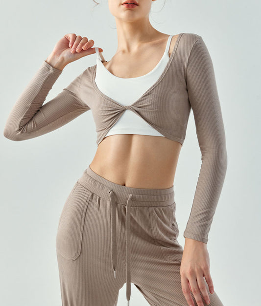 Flash Sale - Kink Pleated Front Breathable Slim Fit Yoga Sweater