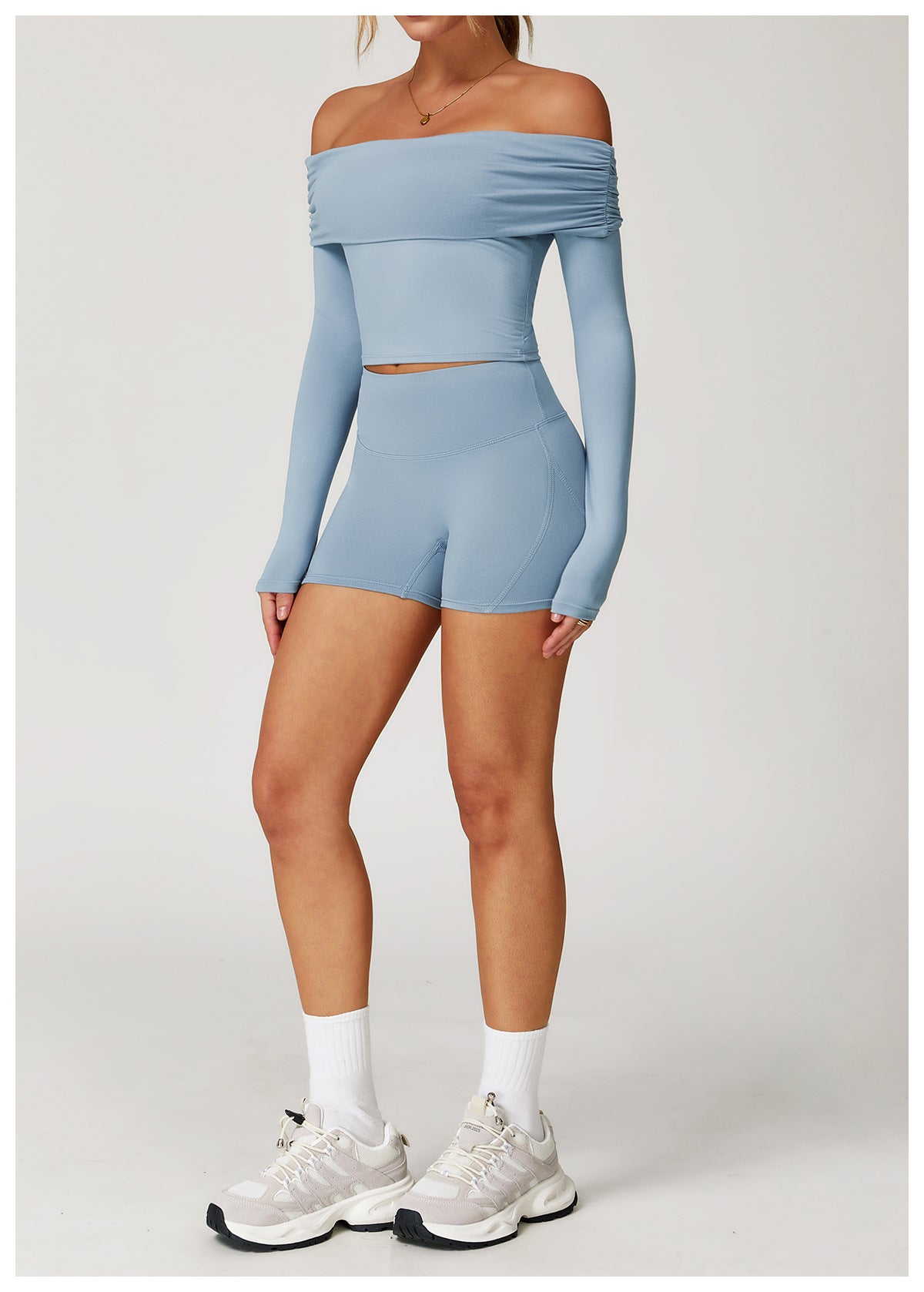 Off Shoulder Built-in Pads Casual Sports Top