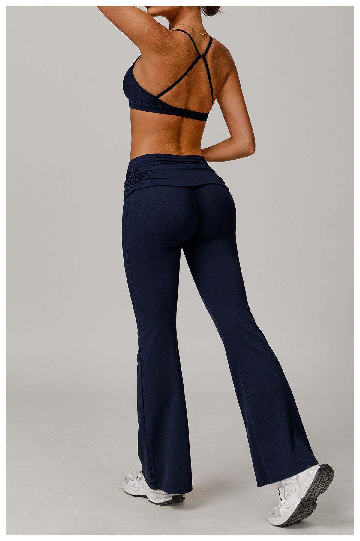 Wrinkles High Waist Casual Boot Cut Sports Pants