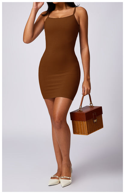 Basic Beauty Slim Fit Thin Straps Back Beauty Slip Dress