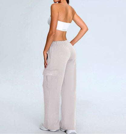 Rib Knit One Piece Tube Top Sports Bra