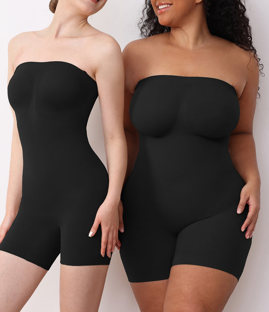 Knitted Ultra Slim Mid Thigh Detachable Straps Bodysuit