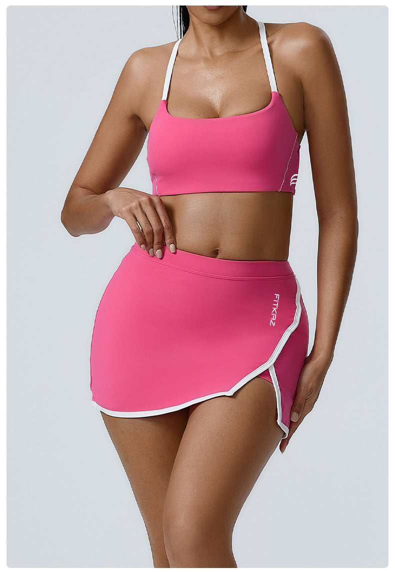 White Line Build-in Shorts Slim Fit Mini Sports Skirts