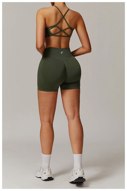 Seamless Knitted Mid High Waist High Intensity Peach Booty Sports Short