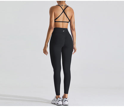 Seamless Knitted Adjustable Cross Back Beauty Sports Bra