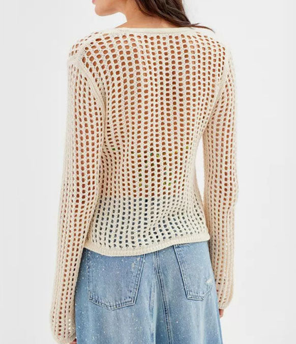 Summer Knitted Hallow Straps Beach Cover Sweater