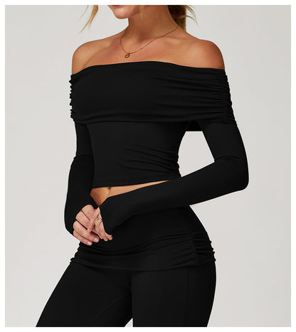 Off Shoulder Built-in Pads Casual Sports Top