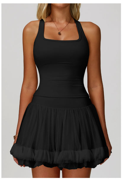 Square Neck Push Up Racer Back Sports Tank Top