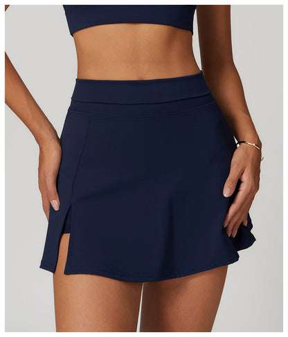 High Waist A Shape Mini Slit Build-in Sports Skirts