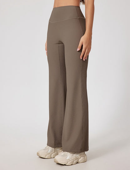Rib Knit Casual Loose Boot Cut Sports Pants
