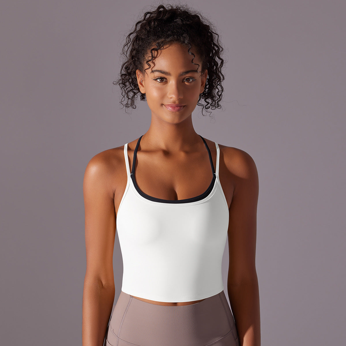 Crossed Line Strap Fake Two-Piece Sports Tank Top