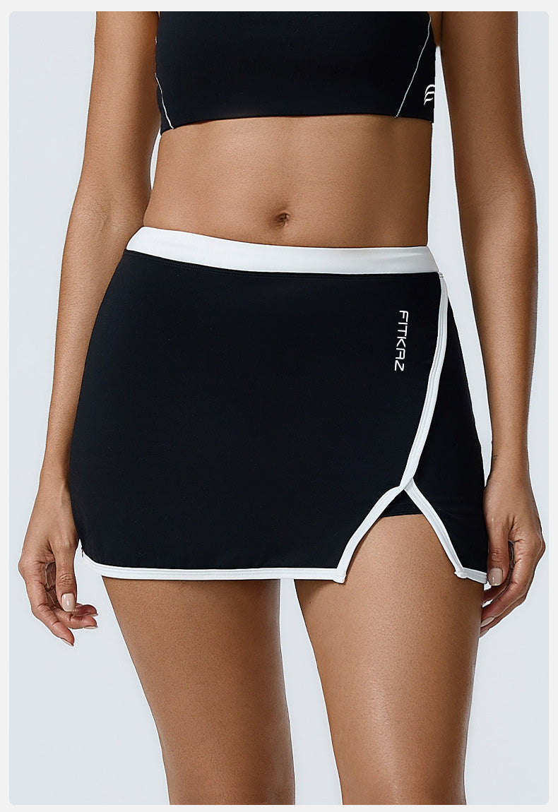 White Line Build-in Shorts Slim Fit Mini Sports Skirts