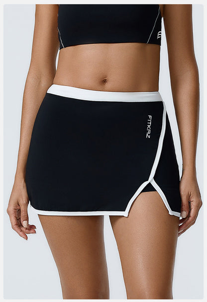 White Line Build-in Shorts Slim Fit Mini Sports Skirts