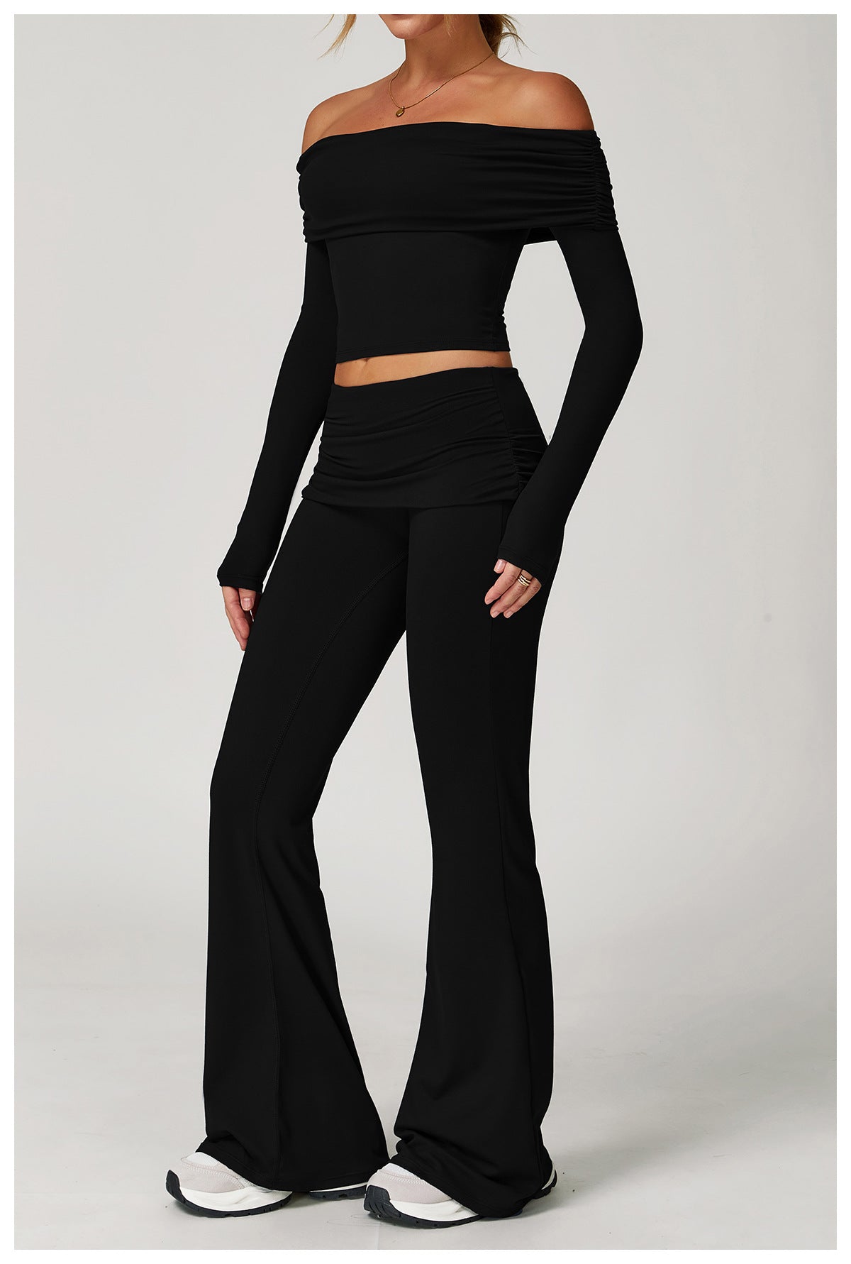 Wrinkles Waist Casual Boot Cut Sports Pants